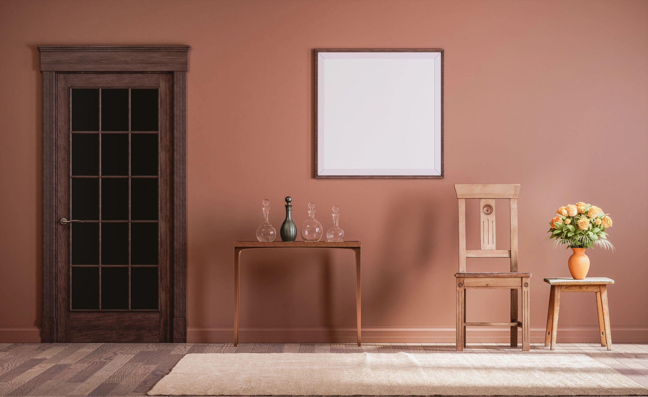 Interior scene with framed artwork on a wall